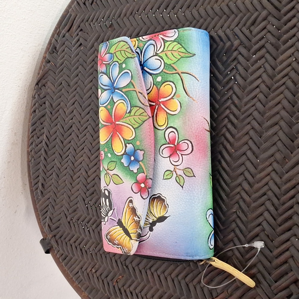 Unbranded Hand Painted Butterfly Flower Clutch Wallet